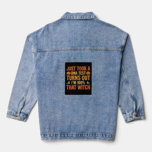 Halloween Witch DNA Test Funny Design Denim Jacket