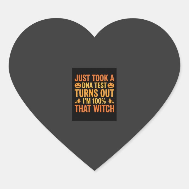 Halloween Witch DNA Test Funny Design Heart Sticker (Front)