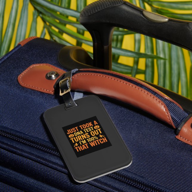 Halloween Witch DNA Test Funny Design Luggage Tag (Front Insitu 1)