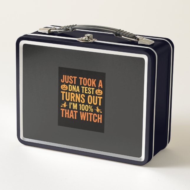Halloween Witch DNA Test Funny Design Metal Lunch Box (Front)
