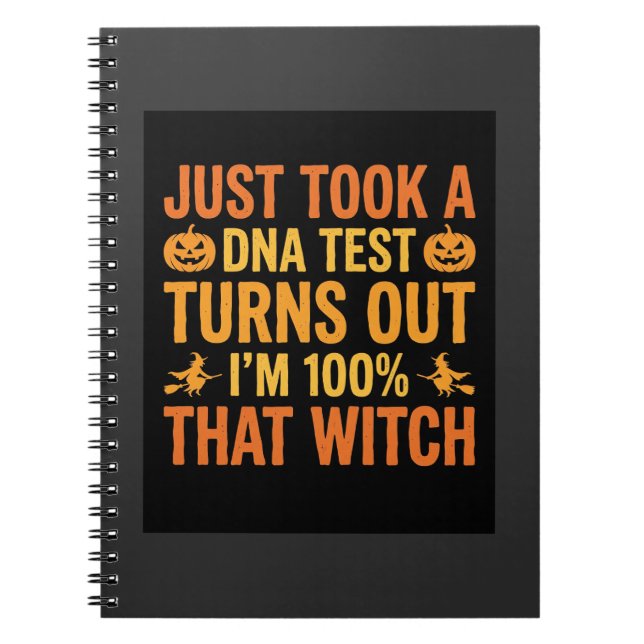 Halloween Witch DNA Test Funny Design Notebook (Front)