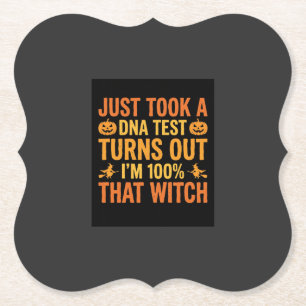 Halloween Witch DNA Test Funny Design Paper Coaster
