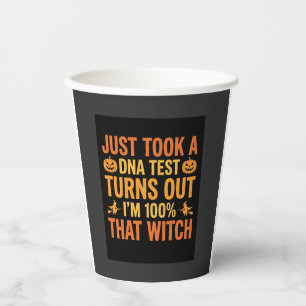 Halloween Witch DNA Test Funny Design Paper Cups