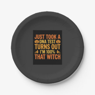 Halloween Witch DNA Test Funny Design Paper Plate
