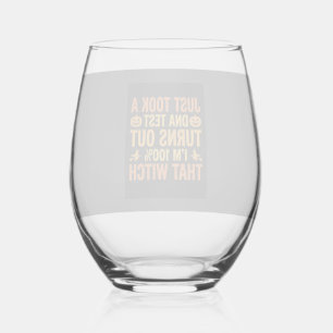 Halloween Witch DNA Test Funny Design Stemless Wine Glass