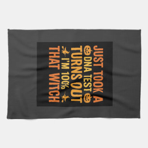 Halloween Witch DNA Test Funny Design Tea Towel