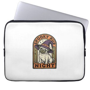Halloween Witch Dog Vintage Engraving Shirt Design Laptop Sleeve