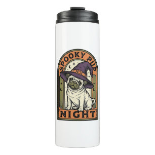 Halloween Witch Dog Vintage Engraving Shirt Design Thermal Tumbler