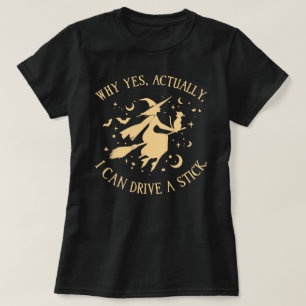 Halloween Witch Drive a Stick Graphic Art T-Shirt