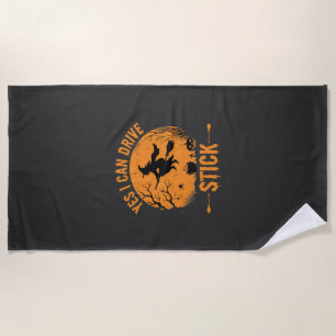 Halloween Witch Drive Stick Graphic_1 Beach Towel