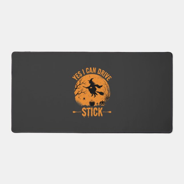 Halloween Witch Drive Stick Graphic_1 Desk Mat (Front)