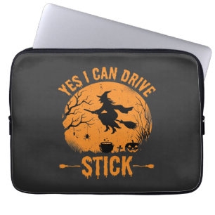 Halloween Witch Drive Stick Graphic_1 Laptop Sleeve