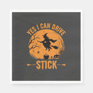 Halloween Witch Drive Stick Graphic_1 Napkin