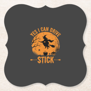 Halloween Witch Drive Stick Graphic_1 Paper Coaster
