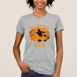 Halloween Witch Drive Stick Graphic_1 T-Shirt