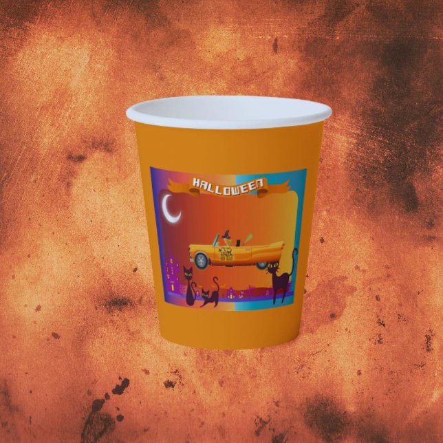 Halloween Witch Driving Car Saying Paper Cups (Creator Uploaded)