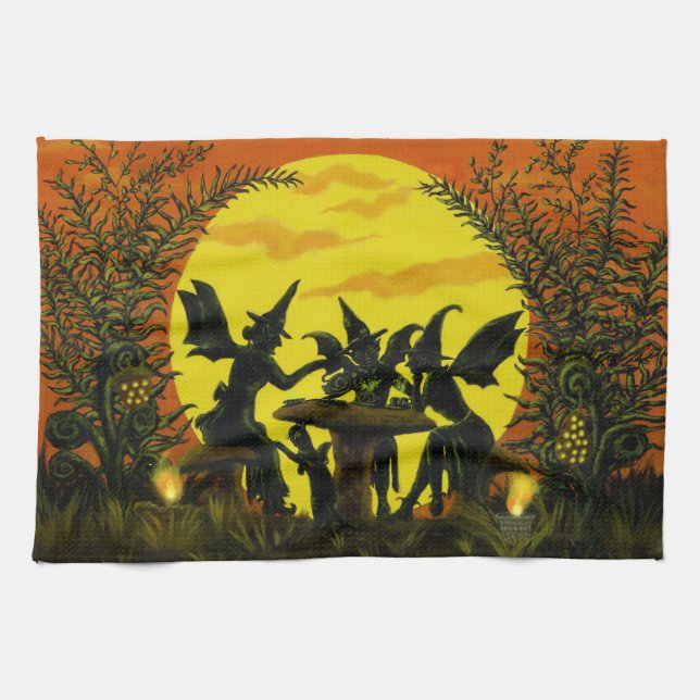Halloween witch fairy's kitchen towel (Horizontal)