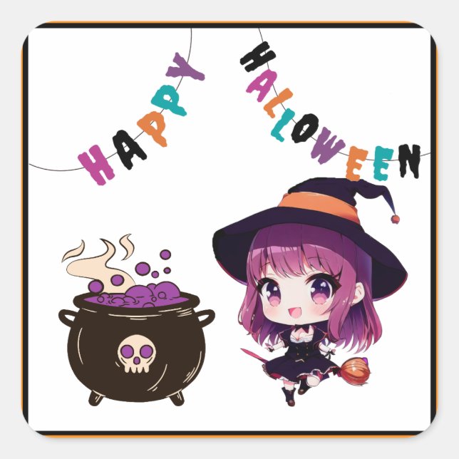 Halloween/witch/fall/October Square Sticker (Front)