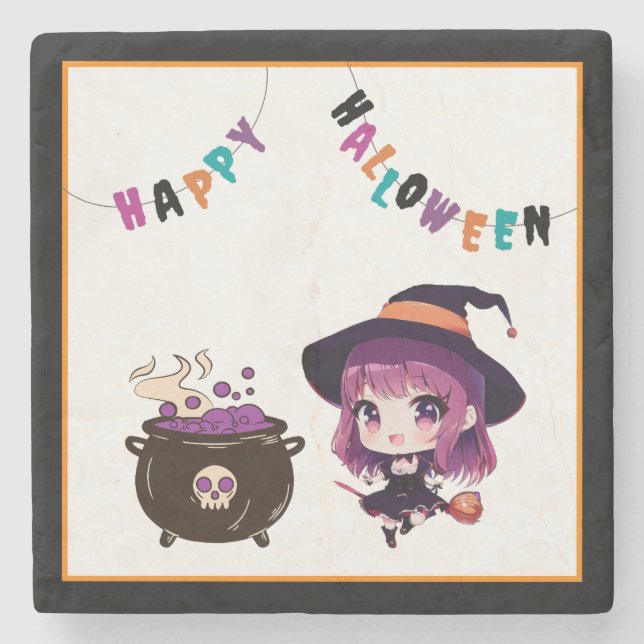 Halloween/witch/fall/October Stone Coaster (Front)