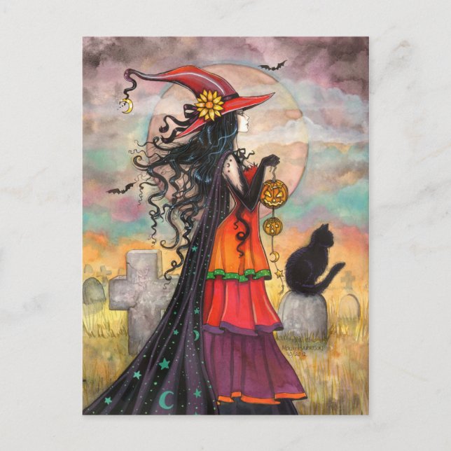Halloween Witch Fantasy Art by Molly Harrison" Postcard (Front)