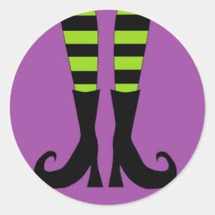 Halloween Witch Feet Classic Round Sticker