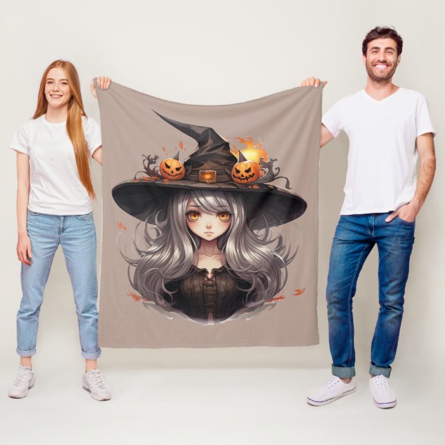 Halloween Witch Fleece Blanket (In Situ)