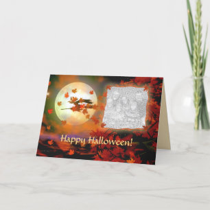 Halloween Witch Flight for Photo Card