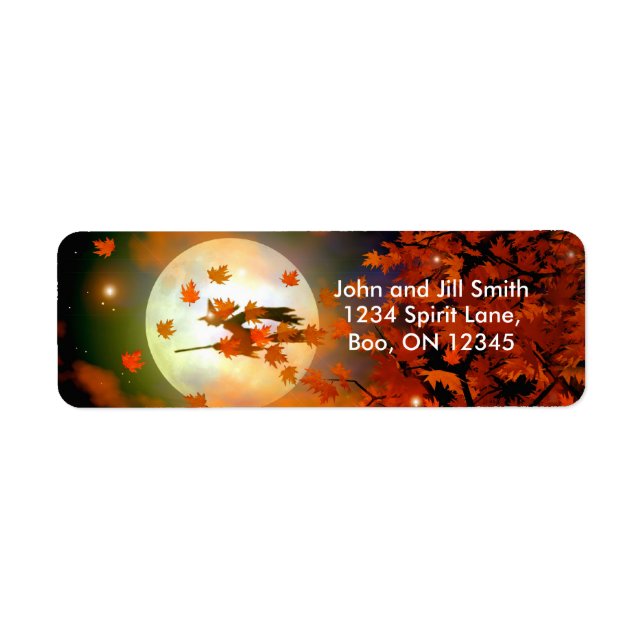 Halloween Witch Flight Return Address Label (Front)