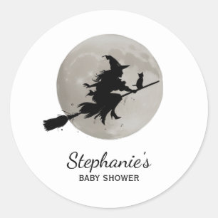 Halloween Witch Flying baby shower Classic Round Sticker