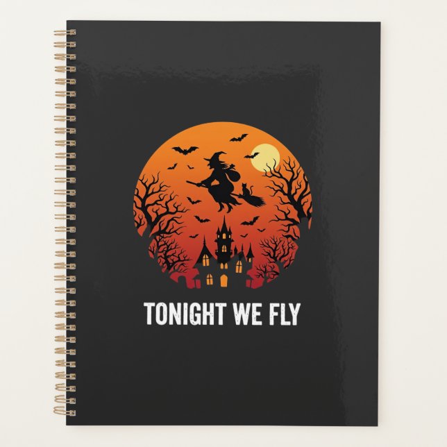 Halloween Witch Flying Night Graphic Design_1 Planner (Front)