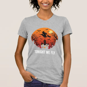 Halloween Witch Flying Night Graphic Design_1 T-Shirt