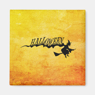 Halloween witch flying on a broomstick magnet