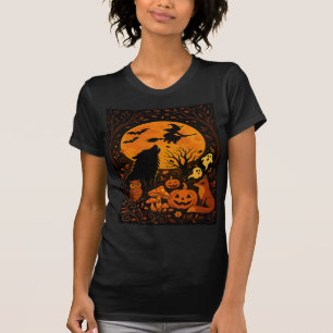 Halloween Witch Flying on Broomstick T-Shirt