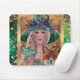 Halloween witch fox art by Renee Lavoie Mouse Pad