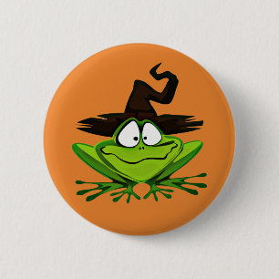 Halloween Witch Frog 6 Cm Round Badge