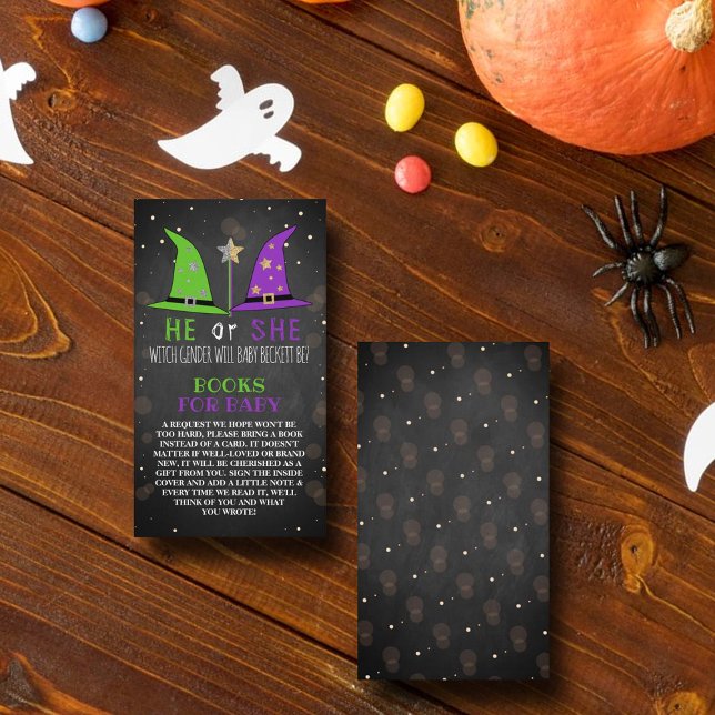 Halloween Witch Gender Reveal Party Book Request Enclosure Card (Creator Uploaded)