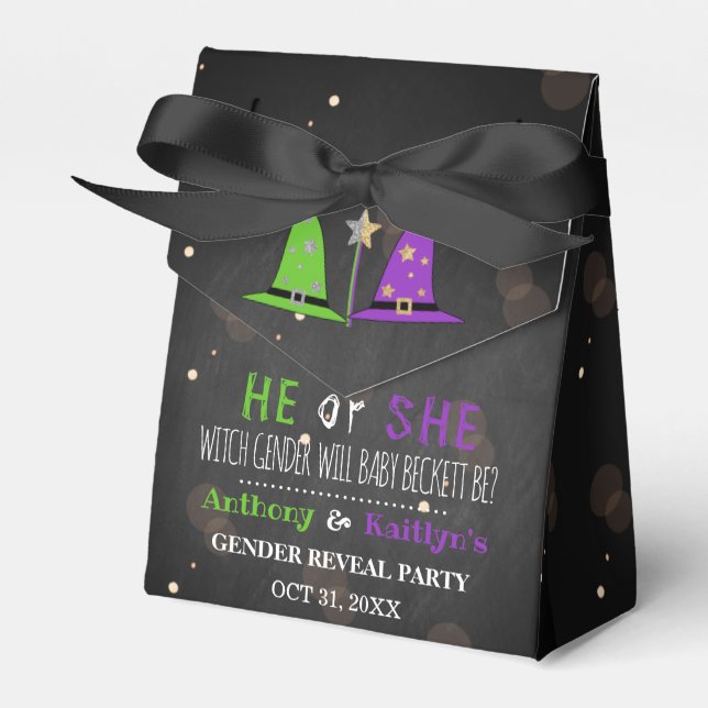 Halloween Witch Gender Reveal Party Favour Box (Front Side)