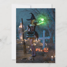 Halloween Witch Girl in the Forest Card