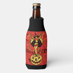 Halloween Witch Girl (vintage) Bottle Cooler