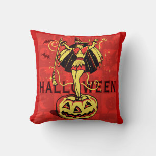 Halloween Witch Girl (vintage) Cushion