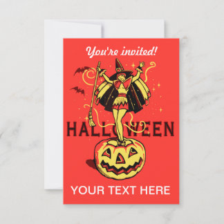 Halloween Witch Girl (vintage) Invitation
