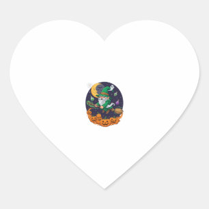 Halloween Witch Gnome Broomstick Pumpkins Moon Heart Sticker