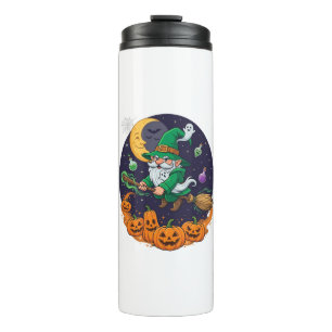 Halloween Witch Gnome Broomstick Pumpkins Moon Thermal Tumbler