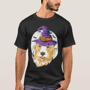 Halloween Witch Golden Retriever Dog Head Lover T-Shirt