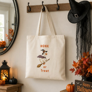 Halloween Witch Goose Honk or Treat Tote Bag