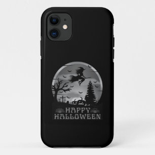 HALLOWEEN  WITCH GRAVEYARD BLACK AND WHITE iPhone 11 CASE