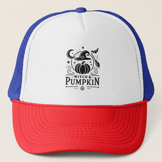 Halloween Witch Hat and Pumpkin Design Magic Art (Front)