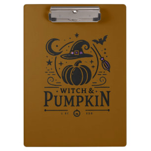 Halloween Witch Hat and Pumpkin Design Magic Art Clipboard
