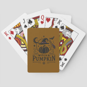 Halloween Witch Hat and Pumpkin Design Magic Art Playing Cards