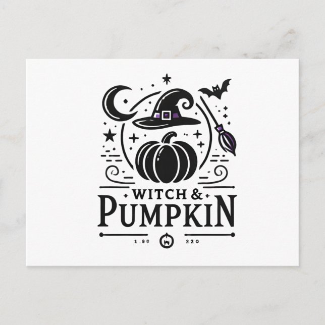 Halloween Witch Hat and Pumpkin Design Magic Art Postcard (Front)